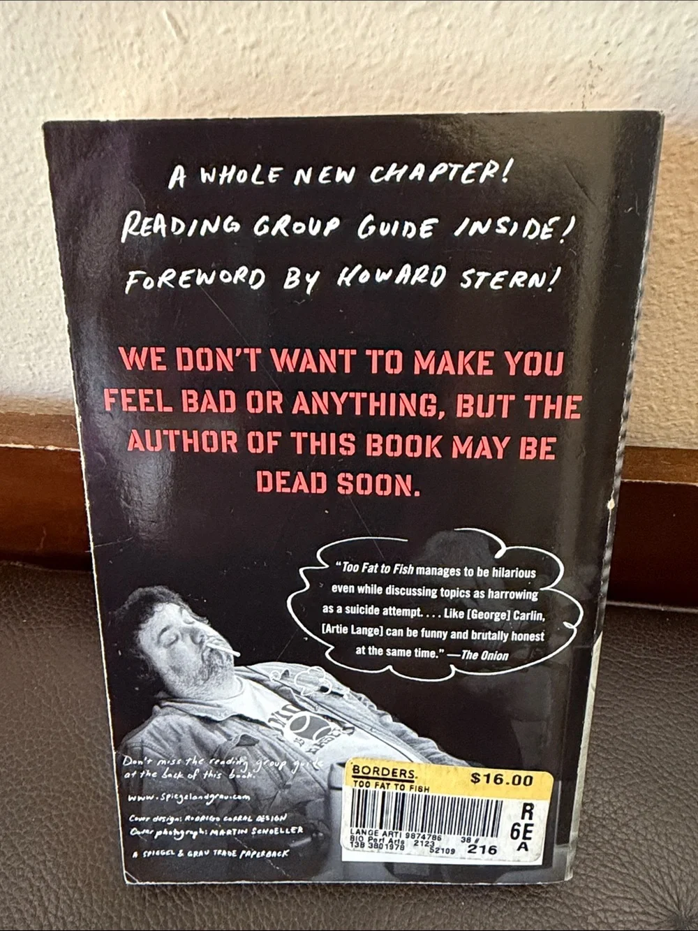 “Too Fat to Fish” Autobiography Signed & Written by Comedian Artie Lange